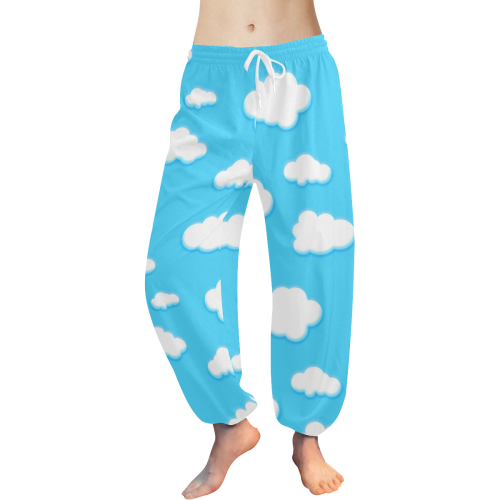 sky of blue and fluffy white clouds Women's All Over Print Harem Pants (Model L18)