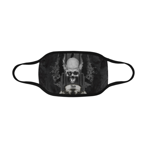 Skull with crow in black and white Mouth Mask