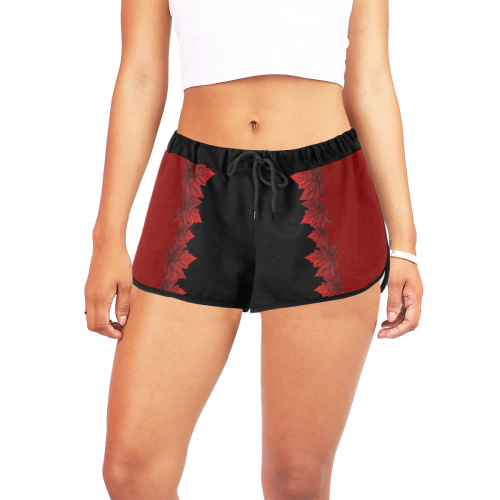 Canada Maple Leaf Shorts Women's Women's All Over Print Relaxed Shorts (Model L19)