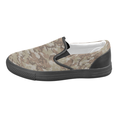 Woodland Desert Brown Camouflage Slip-on Canvas Shoes for Men/Large Size (Model 019)