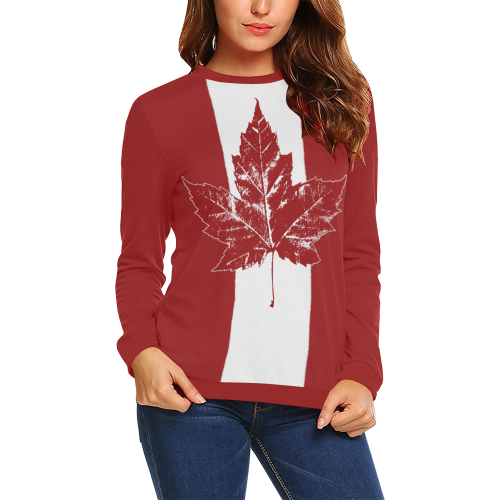 Cool Canada Sweatshirts Womens' Retro All Over Print Crewneck Sweatshirt for Women (Model H18)