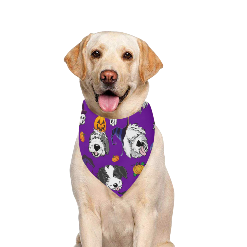 Halloween OES faces Purple Pet Dog Bandana/Large Size