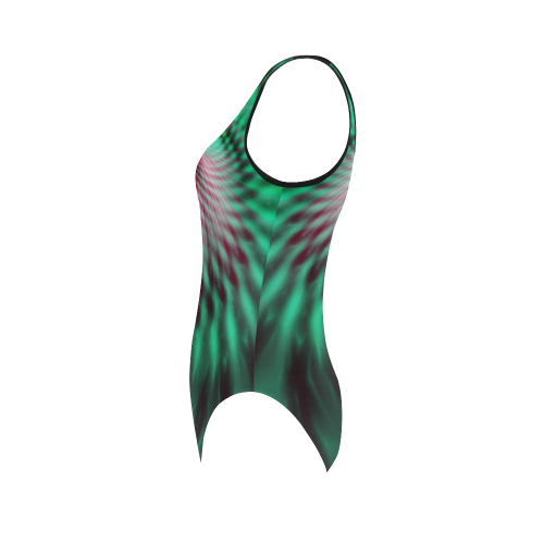 Fractal Abstract Green Vest One Piece Swimsuit (Model S04)