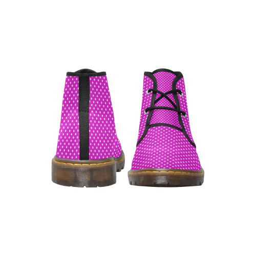 Pink polka dots Women's Canvas Chukka Boots/Large Size (Model 2402-1)