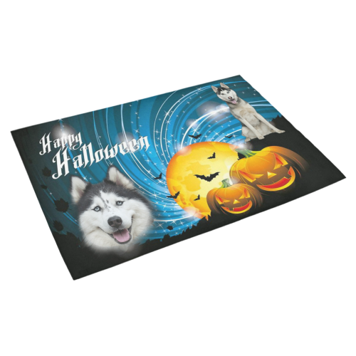 Happy Halloween Husky Azalea Doormat 30" x 18" (Sponge Material)