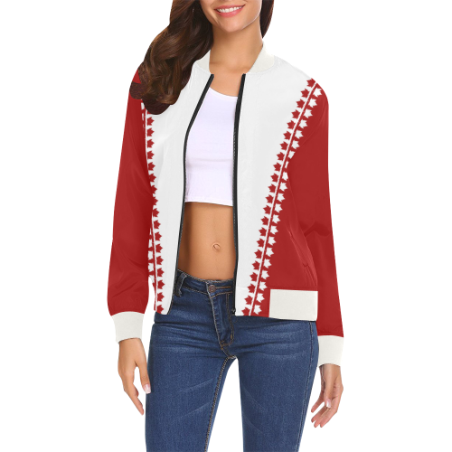 Classic Canada Bomber Jackets Womens' All Over Print Bomber Jacket for Women (Model H19)