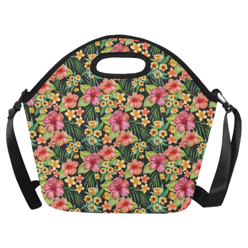 Tropical Flowers Neoprene Lunch Bag/Large (Model 1669)