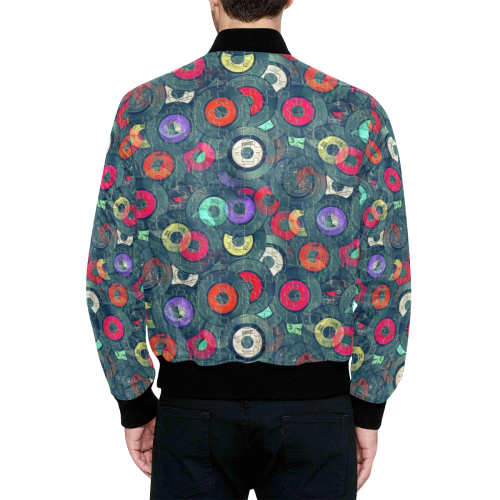 Record Vinyl by Artdream All Over Print Quilted Bomber Jacket for Men (Model H33)