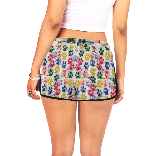 Paws Popart by Nico Bielow Women's All Over Print Relaxed Shorts (Model L19)