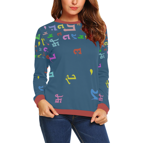 Colorful Alphabet All Over Print Crewneck Sweatshirt for Women (Model H18)