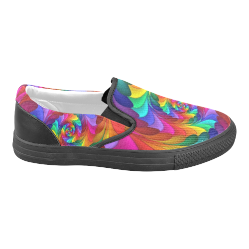 RAINBOW CANDY SWIRL Slip-on Canvas Shoes for Men/Large Size (Model 019)