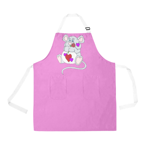 Valentine Mouse Pink All Over Print Apron