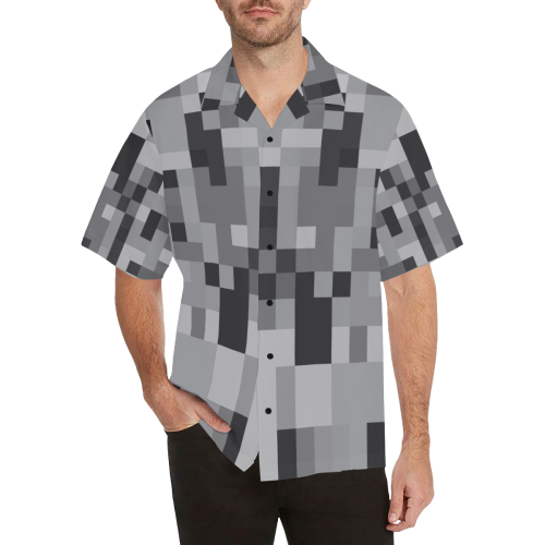 Gray Colorblocks Hawaiian Shirt (Model T58)