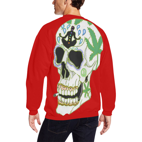 Enlightenment Sugar Skull Red All Over Print Crewneck Sweatshirt for Men (Model H18)