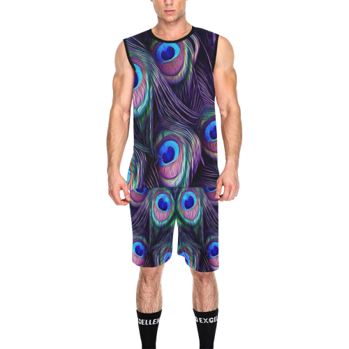 Peacock Feather All Over Print Basketball Uniform
