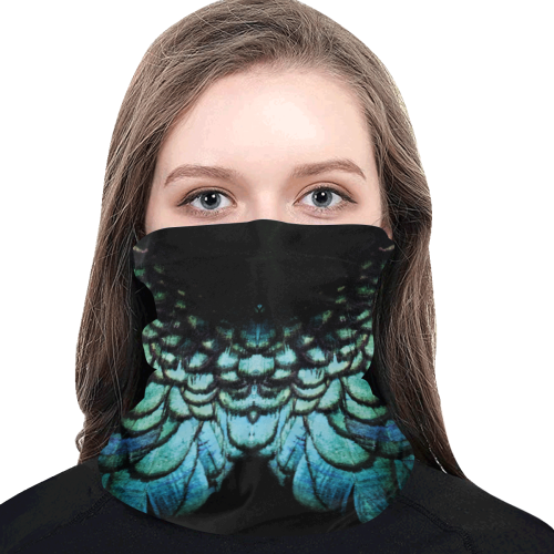 blue feathered peacock animal print design community face mask Multifunctional Dust-Proof Headwear (Pack of 10)