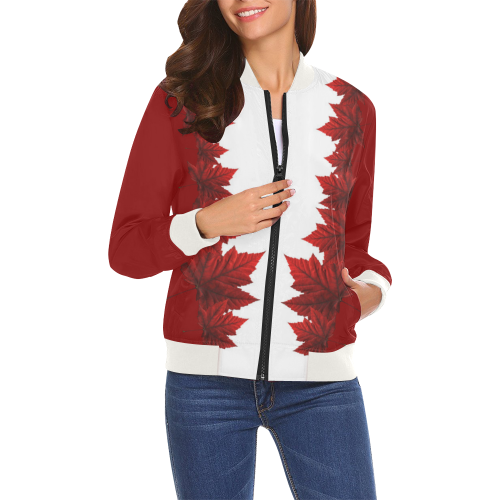 Canada Maple Leaf Bomber Jackets All Over Print Bomber Jacket for Women (Model H19)
