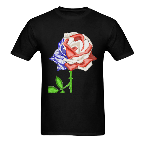 Flag Rose Black Men's T-shirt in USA Size (Front Printing Only) (Model T02)