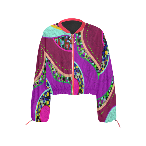 Abstract Pattern Mix - Dots And Colors 2 Cropped Chiffon Jacket for Women (Model H30)