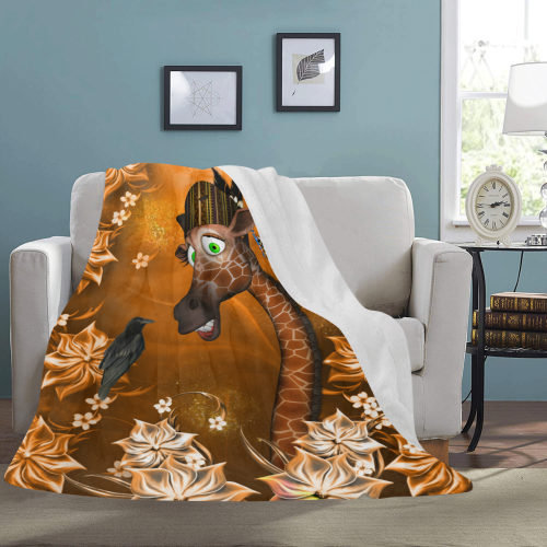 Funny giraffe with feathers Ultra-Soft Micro Fleece Blanket 60"x80"
