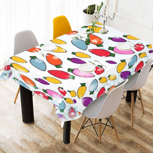 Christmas Bulb Popart by Nico Bielow Cotton Linen Tablecloth 60"x 84"