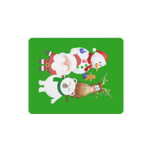 Christmas Gingerbread, Snowman, Santa Claus Green Rectangle Mousepad