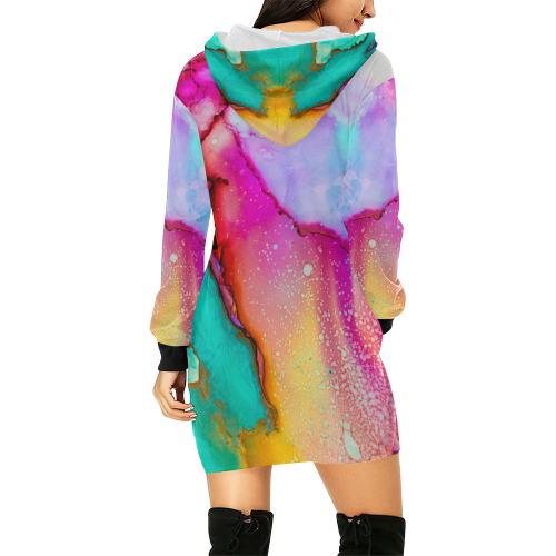 colorful All Over Print Hoodie Mini Dress (Model H27)
