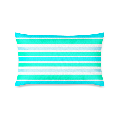 Turquoise Green Stripes Custom Zippered Pillow Case 16"x24"(One Side Printing)