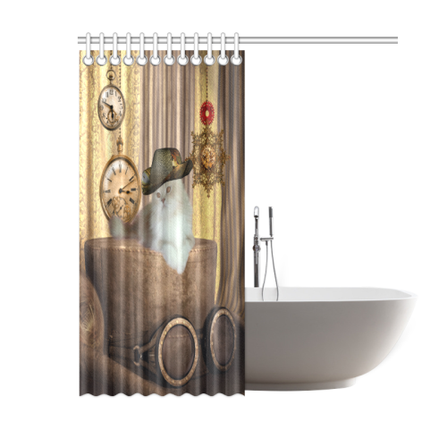 Funny steampunk cat Shower Curtain 60"x72"