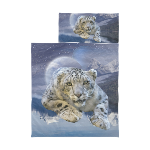 Snow Leopard and Moon Kids' Sleeping Bag