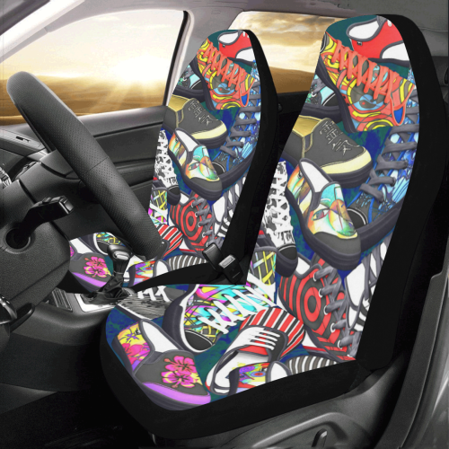 A pile multicolored SHOES / SNEAKERS pattern Car Seat Covers (Set of 2)