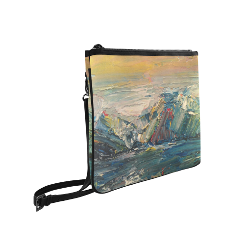 Mountains painting Slim Clutch Bag (Model 1668)