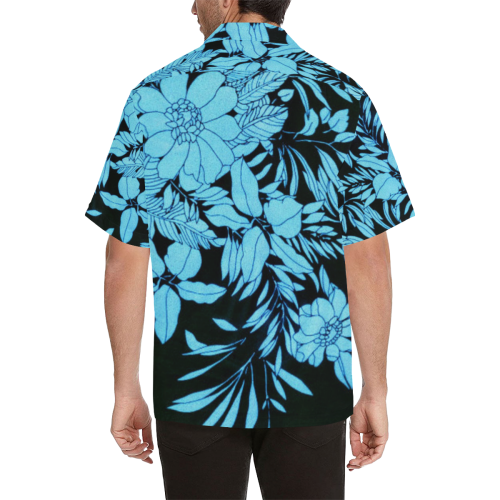 blue floral watercolor look 2 Hawaiian Shirt (Model T58)