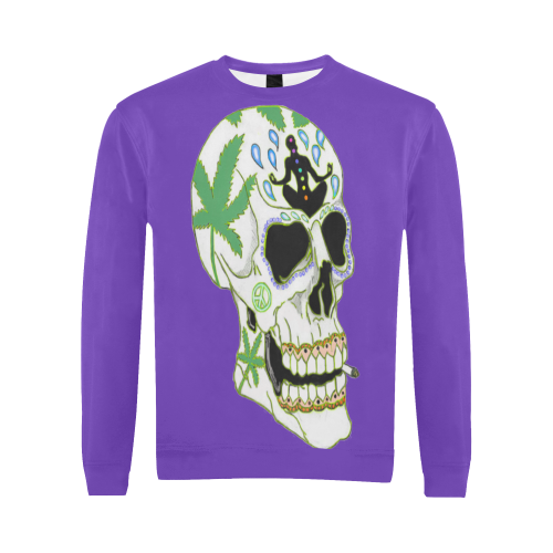 Enlightenment Sugar Skull Purple All Over Print Crewneck Sweatshirt for Men (Model H18)