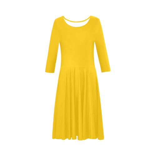 color mango Elbow Sleeve Ice Skater Dress (D20)