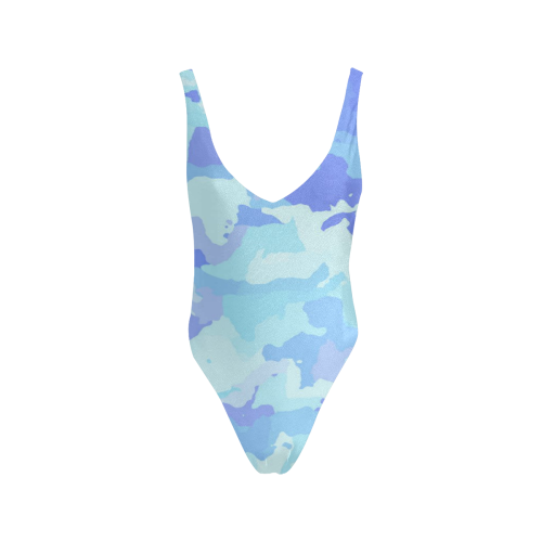 camouflage , aqua Sexy Low Back One-Piece Swimsuit (Model S09)