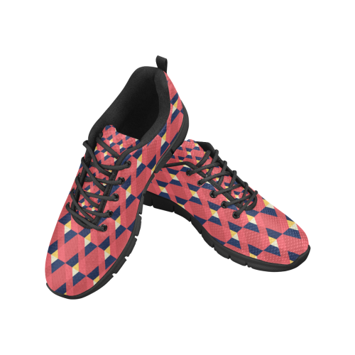 red triangle tile ceramic Women's Breathable Running Shoes (Model 055)
