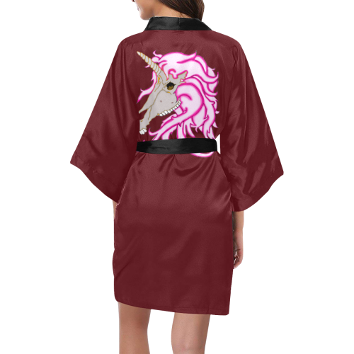 Unicorn Skull Burgundy/Black Kimono Robe