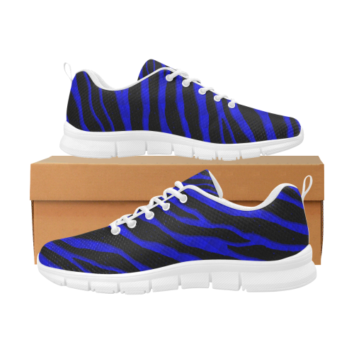 Ripped SpaceTime Stripes - Blue Women's Breathable Running Shoes (Model 055)