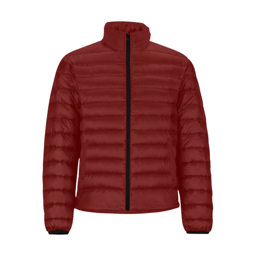 color blood red Men's Stand Collar Padded Jacket (Model H41)
