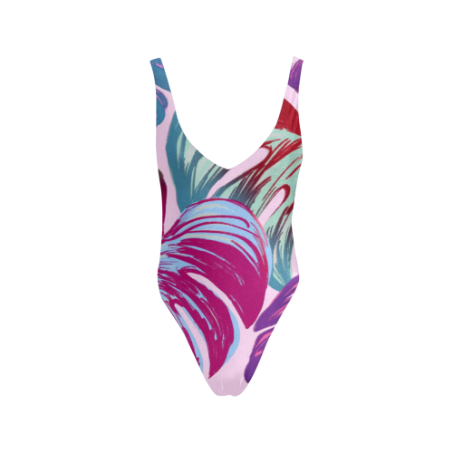 Pretty Leaves B by JamColors Sexy Low Back One-Piece Swimsuit (Model S09)