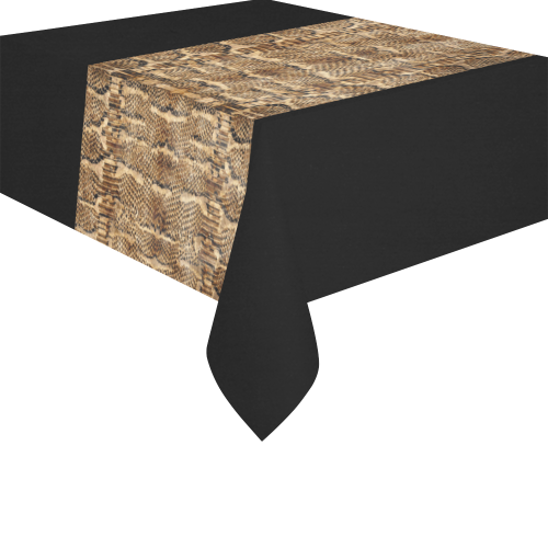 Golden Python On Black Cotton Linen Tablecloth 52"x 70"