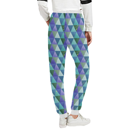 Triangle Pattern - Blue Violet Teal Green Unisex All Over Print Sweatpants (Model L11)