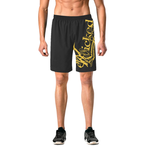 Wicked Yellow Shorts Men's All Over Print Elastic Beach Shorts (Model L20)