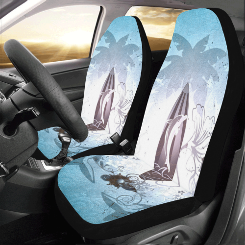 Surfing, surfboard and sharks Car Seat Covers (Set of 2)