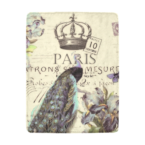 Peacock and crown Ultra-Soft Micro Fleece Blanket 43''x56''