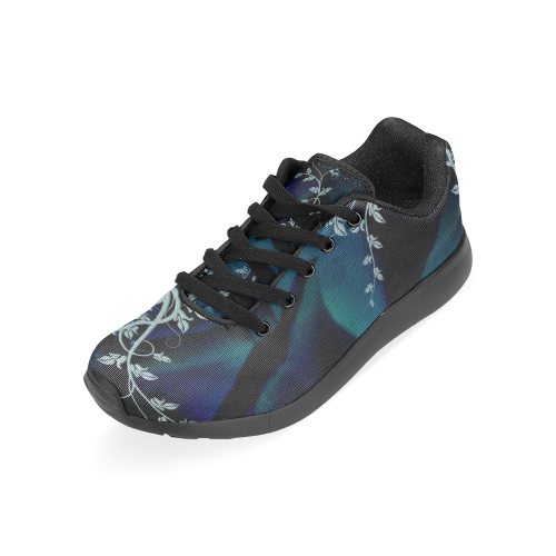 Floral design, blue colors Men's Running Shoes/Large Size (Model 020)