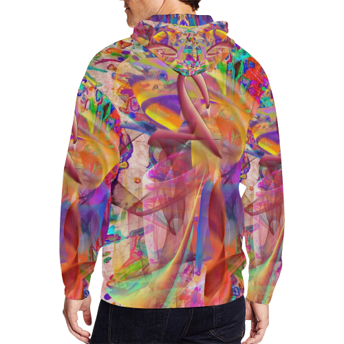 Batic by Nico Bielow All Over Print Full Zip Hoodie for Men/Large Size (Model H14)