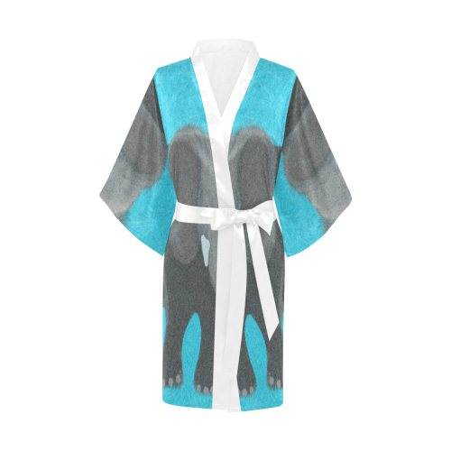 Untitled-elephant-turquoise Kimono Robe