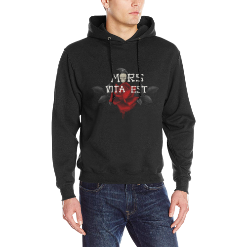 Gothic Skull With Rose and Raven Men's Classic Hoodie (Model H17)